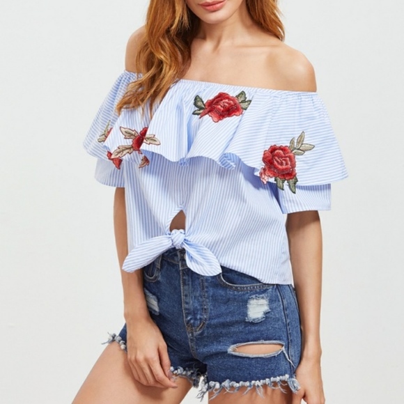 Tops - 4 for $25 SALE!!!! Off The Shoulder Flower Shirt
